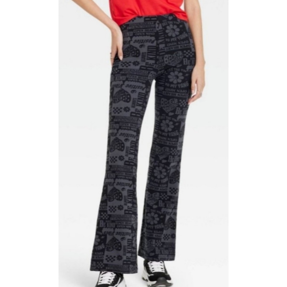 Zoe + Liv Positive vibes Wide leg pants Gray & Black Size L
